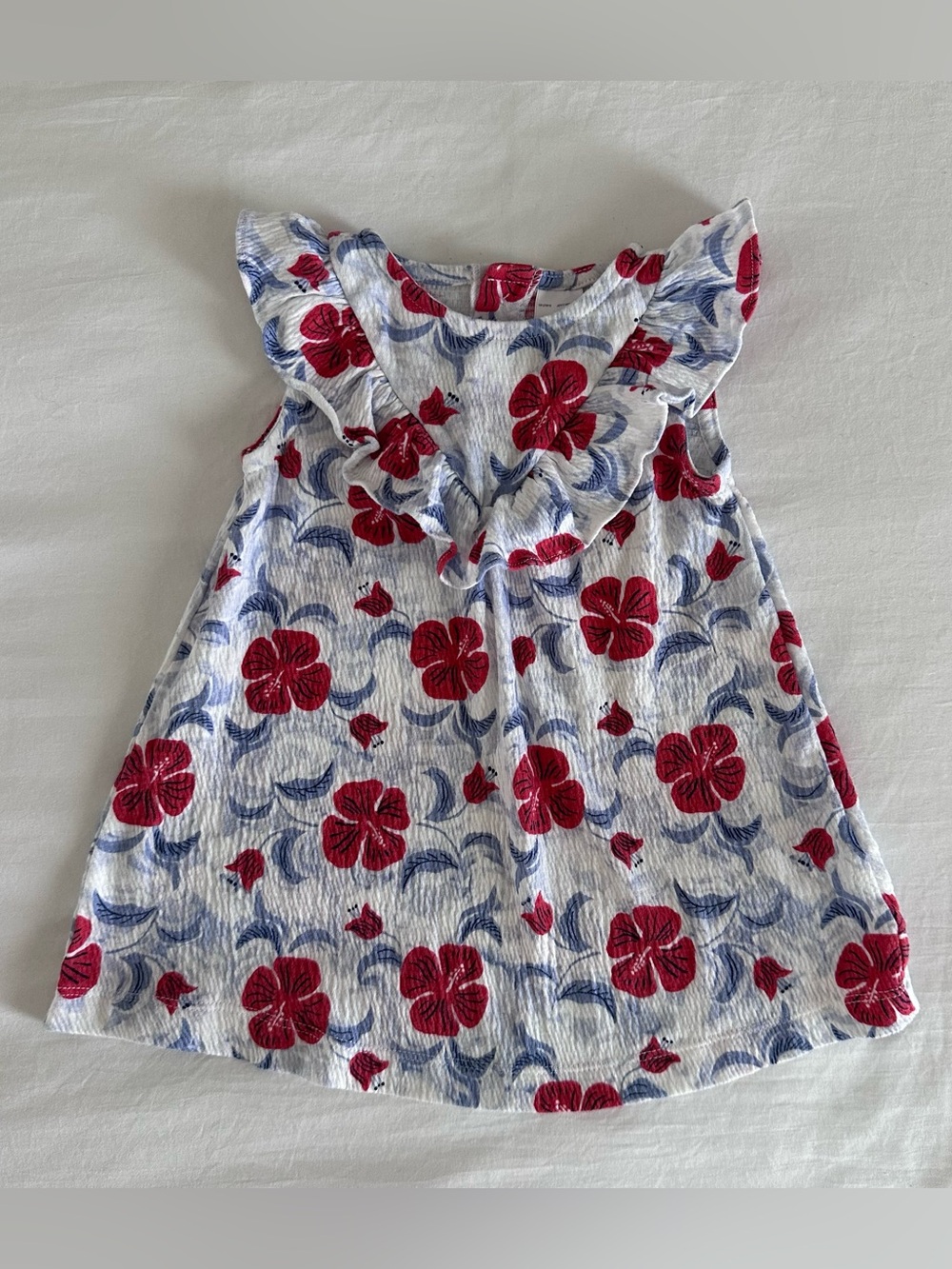 Baby Girl Patriotic Ruffle Hibiscus Floral Dress 6 Months